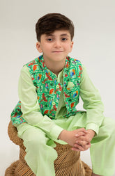 Infant Boys Printed Waist Coat 3 Piece -SIS722125